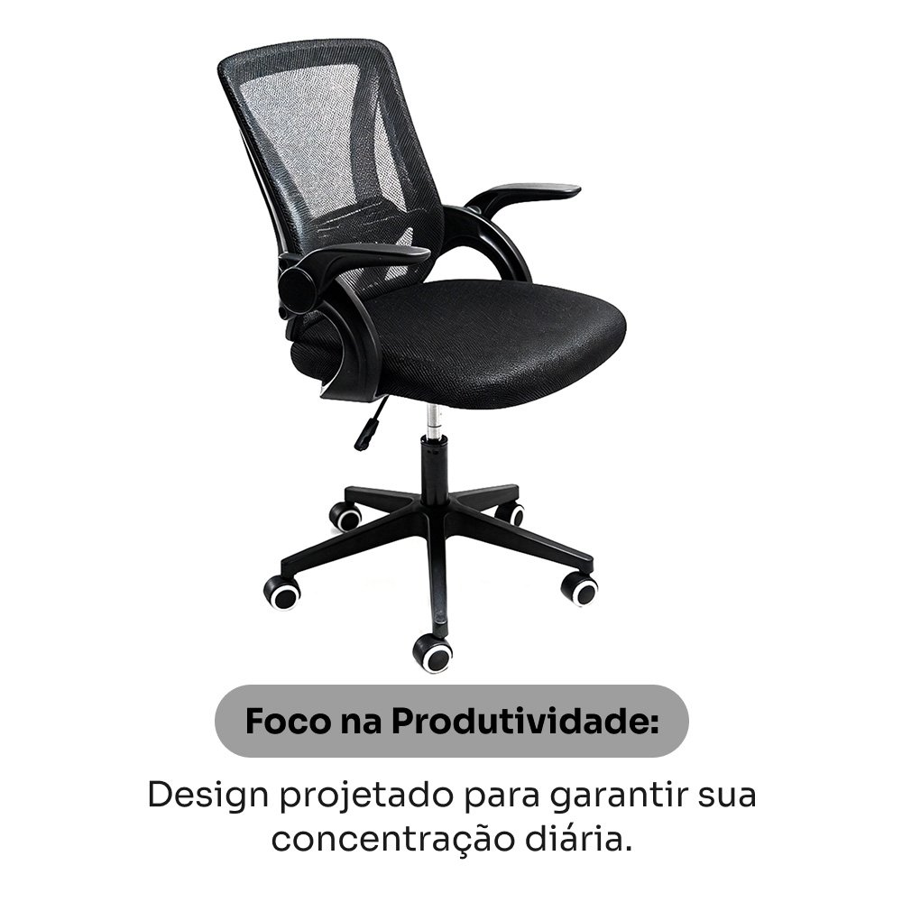 Cadeira de Escritório Husky First, Braço Retrátil, Até 120kg, Mesh, Reclínio Até 100º, Butterfly, Ajuste de Altura, Preto - HCO100PT Cadeira de Escritório Husky First, Braço Retrátil, Até 120kg, Mesh, Reclínio Até 100º, Butterfly, Ajuste de Altura, Preto - HCO100PT