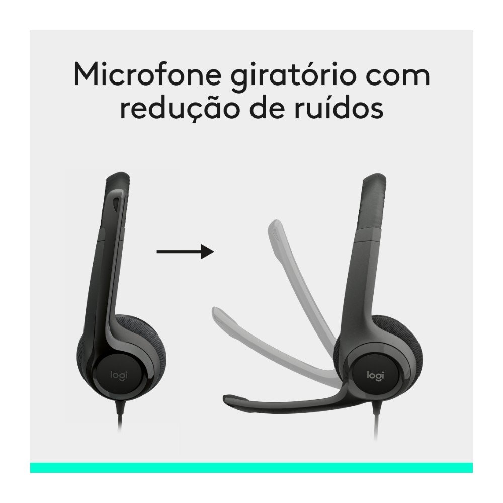 Headset com fio USB Logitech H390 com Almofadas, Controles de Áudio Integrado e Microfone com Redução de Ruído - 981-000014 Headset com fio USB Logitech H390 com Almofadas, Controles de Áudio Integrado e Microfone com Redução de Ruído - 981-000014