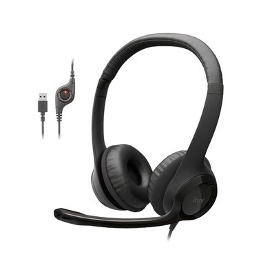 Headset com fio USB Logitech H390 com Almofadas, Controles de Áudio Integrado e Microfone com Redução de Ruído - 981-000014