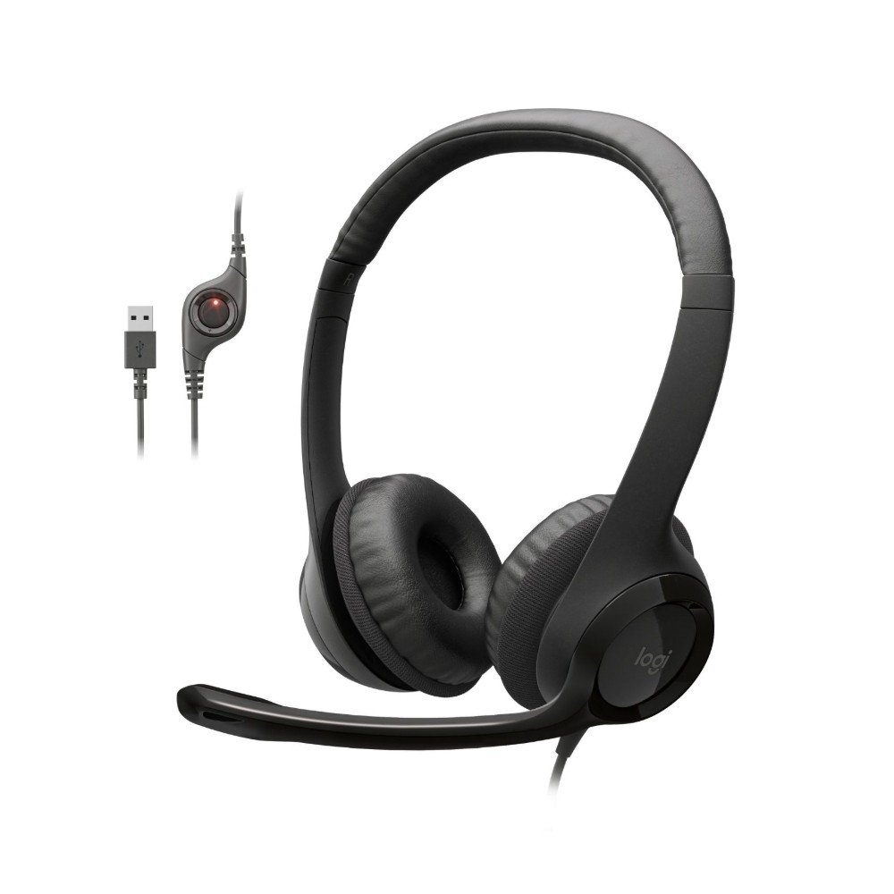 Headset com fio USB Logitech H390 com Almofadas, Controles de Áudio Integrado e Microfone com Redução de Ruído - 981-000014 Headset com fio USB Logitech H390 com Almofadas, Controles de Áudio Integrado e Microfone com Redução de Ruído - 981-000014