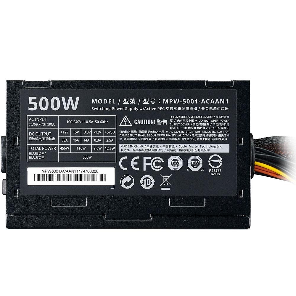 Fonte Cooler Master Elite V3, 500W - MPW-5001-ACAAN1 Fonte Cooler Master Elite V3, 500W - MPW-5001-ACAAN1