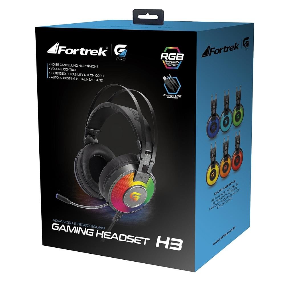 Headset Gamer Fortrek H3, USB, Cinza - G Pro Headset Gamer Fortrek H3, USB, Cinza - G Pro