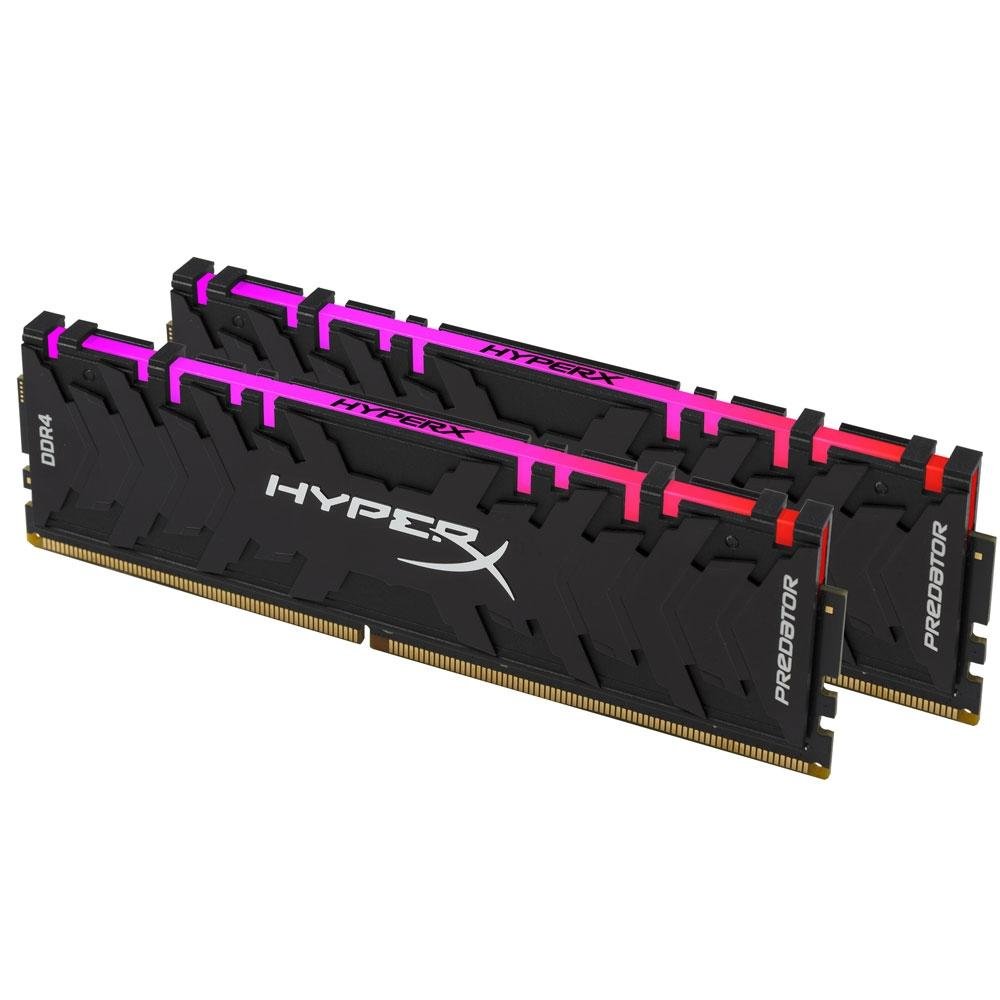 Memória HyperX Predator RGB, 16GB (2x8GB), 3200MHz, DDR4, CL16, Preto - HX432C16PB3AK2/16 Memória HyperX Predator RGB, 16GB (2x8GB), 3200MHz, DDR4, CL16, Preto - HX432C16PB3AK2/16