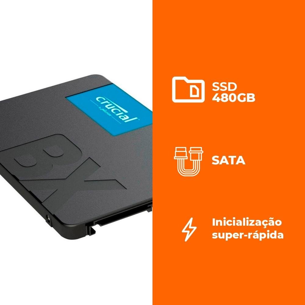 Crucial BX500 480GB◆健康状態99% Ssd Crucial Bx500 2.5 480gb Sata Iii 500 Mb/s Novo com Nota