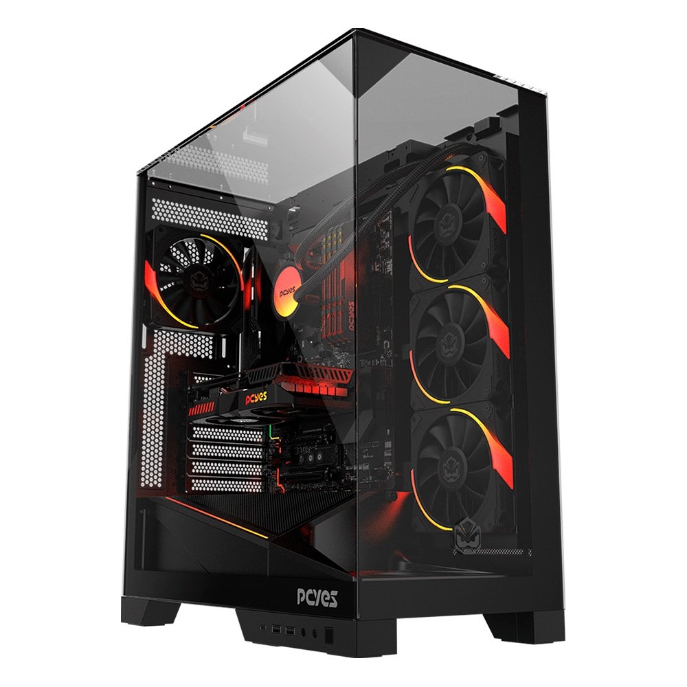 Gabinete Gamer PCYES Forcefield Dome, Mid Tower, RGB, Lateral em Vidro, Black Vulcan - Gffdbv Gabinete Gamer PCYES Forcefield Dome, Mid Tower, RGB, Lateral em Vidro, Black Vulcan - Gffdbv