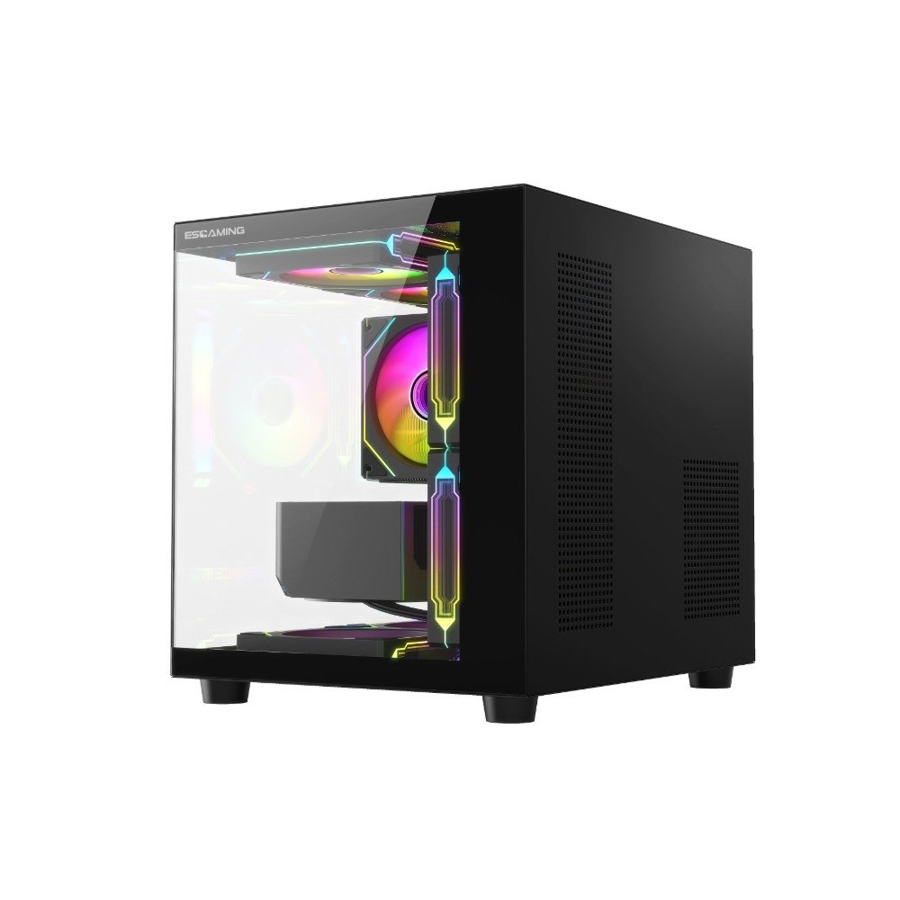 Gabinete Gamer Esgaming EBOX, Mid Tower, M-ATX, Frontal e Lateral em Vidro Temperado, Sem Fans, Preto - 8001 Gabinete Gamer Esgaming EBOX, Mid Tower, M-ATX, Frontal e Lateral em Vidro Temperado, Sem Fans, Preto - 8001