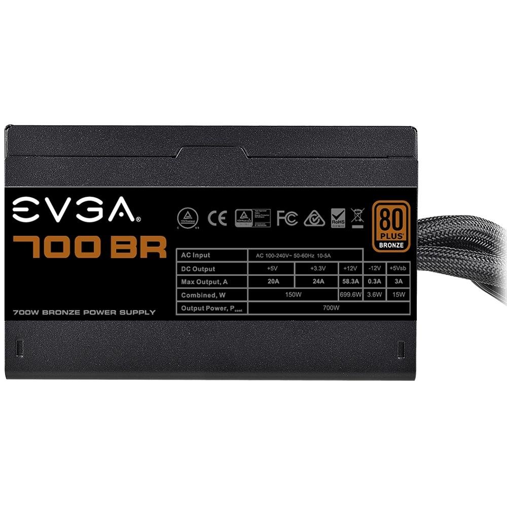 Fonte EVGA, 700W, 80 Plus Bronze, Preto - 100-BR-0700-K