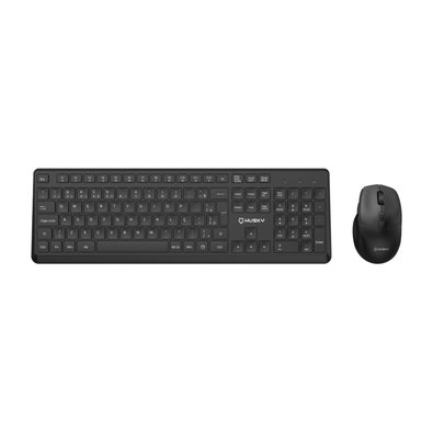 Kit Teclado e Mouse Office Sem Fio Husky Duo Vero 400, Clique Silencioso, Botões Laterais, ABNT2, Full Size, 2.4GHz, Preto - HCO230PT