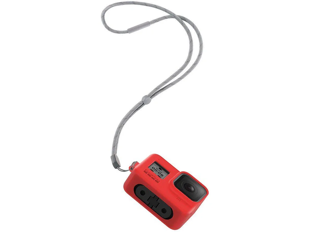 Capa Silicone Gopro Hero 8 + Cordão Ajustável - Sleeve + Lanyard Cor Vermelho