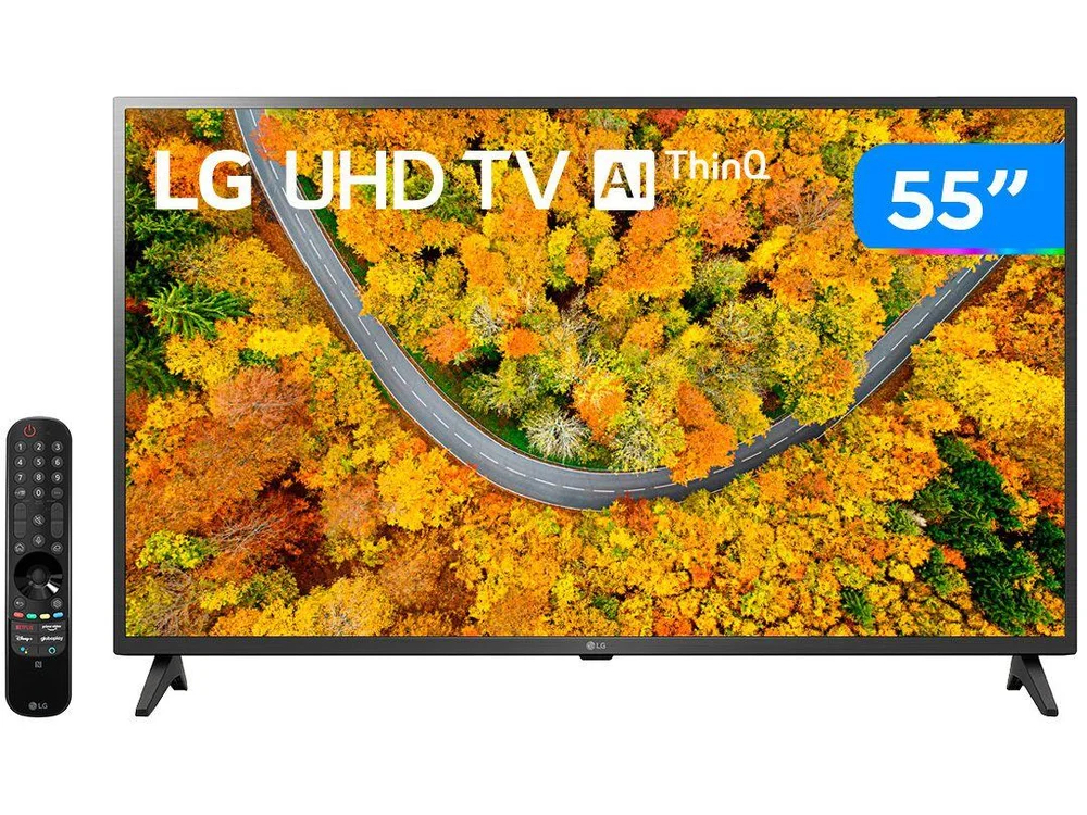 Smart TV LED LG 55 Polegadas 4K UHD, HDR, Wi-Fi, Bluetooth, 1 USB, 2 HDMI, Comando Voz, Inteligência Artificial, Google, Alexa - 55UP7550PSF.BWZ Smart TV LED LG 55 Polegadas 4K UHD, HDR, Wi-Fi, Bluetooth, 1 USB, 2 HDMI, Comando Voz, Inteligência Artificial, Google, Alexa - 55UP7550PSF.BWZ