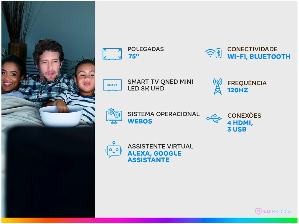 Smart TV QNED LG 75 Polegadas 8K, 120HZ, 4x HDMI 2.1, Inteligência Artificial, Thinq, Google Alexa, Bivolt - 75QNED99SPA Smart TV QNED LG 75 Polegadas 8K, 120HZ, 4x HDMI 2.1, Inteligência Artificial, Thinq, Google Alexa, Bivolt - 75QNED99SPA