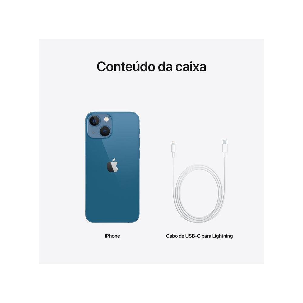 Apple iPhone 13 Mini, 256GB, Azul, Tela 5.4