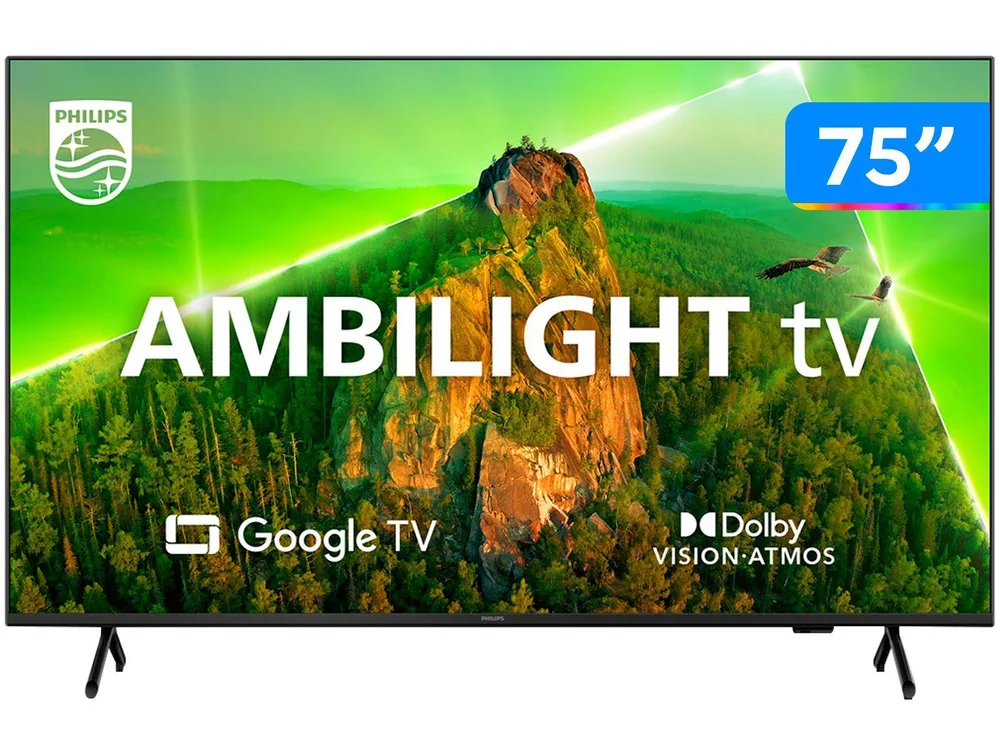 Smart Tv 75 Polegadas Philips Ambilight LED 4K UHD, 4 HDMI, 2 USB, WiFi, 60Hz, Prata - 75pug7908/78 Smart Tv 75 Polegadas Philips Ambilight LED 4K UHD, 4 HDMI, 2 USB, WiFi, 60Hz, Prata - 75pug7908/78