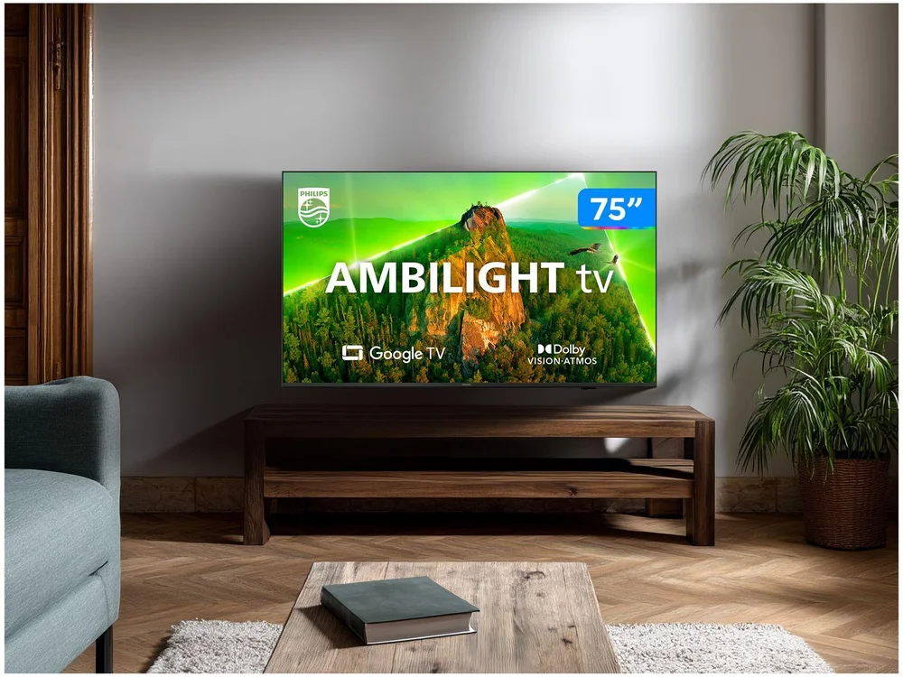 Smart Tv 75 Polegadas Philips Ambilight LED 4K UHD, 4 HDMI, 2 USB, WiFi, 60Hz, Prata - 75pug7908/78 Smart Tv 75 Polegadas Philips Ambilight LED 4K UHD, 4 HDMI, 2 USB, WiFi, 60Hz, Prata - 75pug7908/78