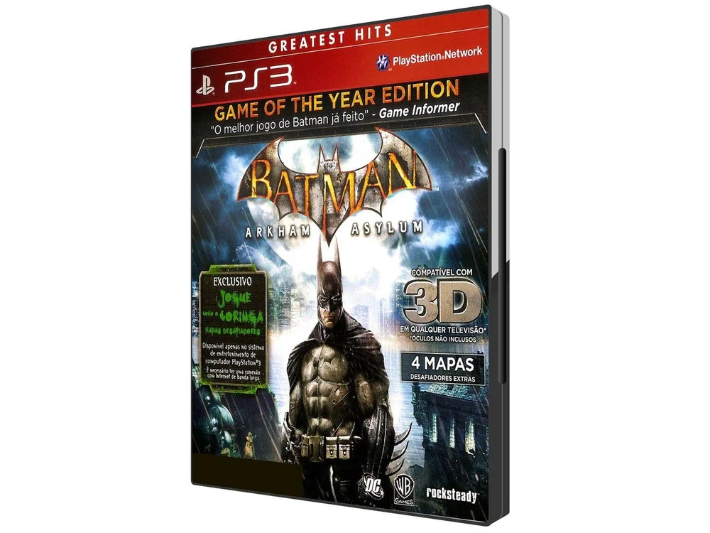 Jogo Seminovo Arkham Asylum Edição Goty Mídia Física Pst3 Jogo Seminovo Arkham Asylum Edição Goty Mídia Física Pst3