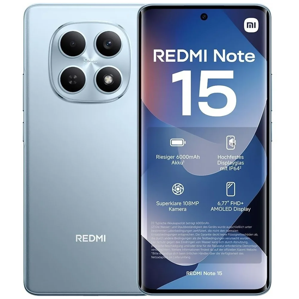 Smartphone Xiaomi Note 15 Lançamento 2026 256gb Câmera 108mp 20mp Até 12gb Ramboost AmoLED 120hz Fhd Plus Celular Design Premium - Azul