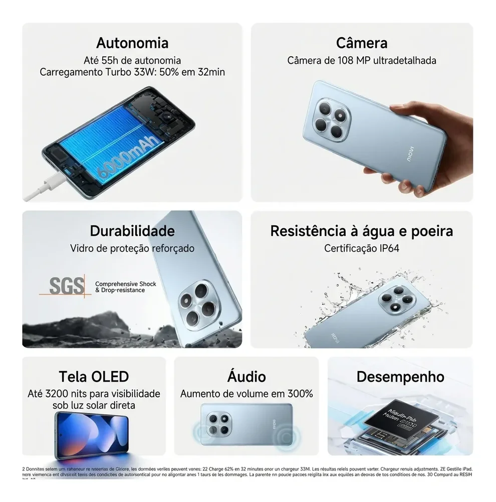 Smartphone Xiaomi Note 15 Lançamento 2026 256gb Câmera 108mp 20mp Até 12gb Ramboost AmoLED 120hz Fhd Plus Celular Design Premium - Azul - view 3