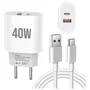 Kit Carregador Super Turbo 40w Porta Dupla (usb-a + Usb-c) + Cabo Usb E Tipo-c, Compatível Com Todos Dispositivos, Iphone 15/16 Ios Android Galaxy, Ta