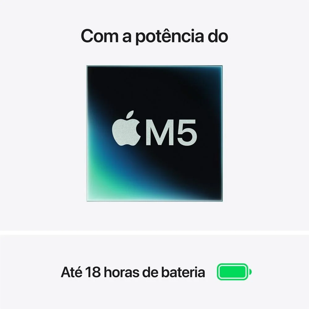 Macbook Air 15" M5, Cpu 10 Núcleos E Gpu 10 Núcleos, 16gb Ram, 512gb SSD - Meia-noite