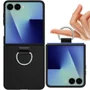 Capa Protetora para o Samsung Galaxy Z Flip 7 com Anel (Ring Holder) - Proteção Contra Quedas e Compatível com Carregamento Sem Fio | Cor: Preto