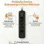 Régua  Energia 5 Tomadas + Usb  Tipo-c Cabo 2m  Filtro Linha