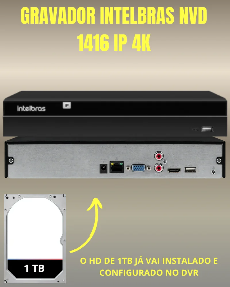 Nvd 1416 Intelbras 16 Canais Ip 4k Hd 1TB Nvd 1416 Intelbras 16 Canais Ip 4k Hd 1TB