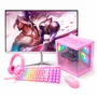 Computador Rosa Gamer p/ GTA Ryzen 5 3400g 16gb Ram Ssd 512gb RX 590 Monitor 23" Curvo