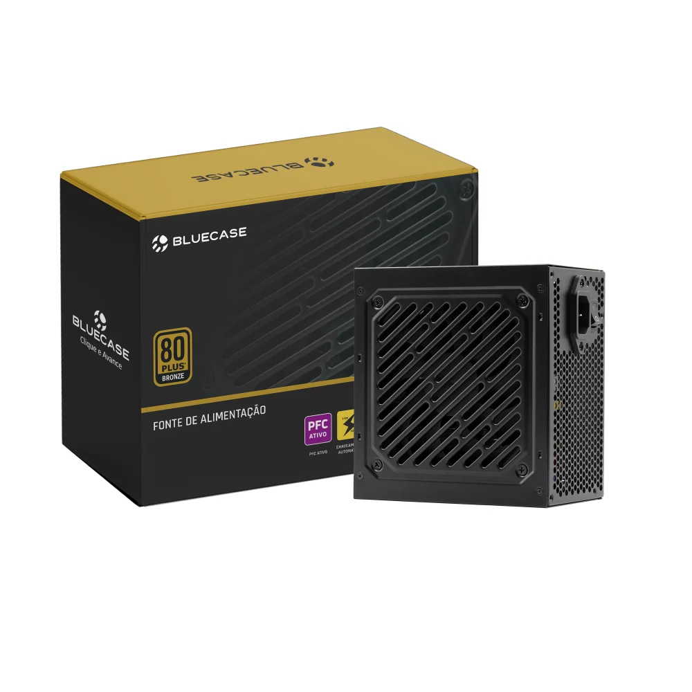 Fonte Atx 0650 W Bluecase, Es-RGB650wbx, 80 Plus Bronze, Pfc Ativo, Com Cabo, Com Caixa, Preta Fonte Atx 0650 W Bluecase, Es-RGB650wbx, 80 Plus Bronze, Pfc Ativo, Com Cabo, Com Caixa, Preta