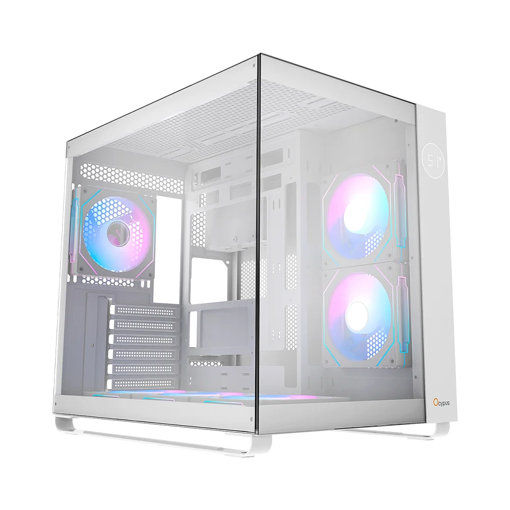 Gabinete Gamer Ocypus Iota C70 Atx ARGB Com Fans Branco Gabinete Gamer Ocypus Iota C70 Atx ARGB Com Fans Branco