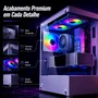 Gabinete Gamer Arvex Ignis Branco Mid Tower Lateral E Frontal Em Vidro Temperado Com 3 Fans RGB