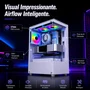 Gabinete Gamer Arvex Ignis Branco Mid Tower Lateral E Frontal Em Vidro Temperado Com 3 Fans RGB
