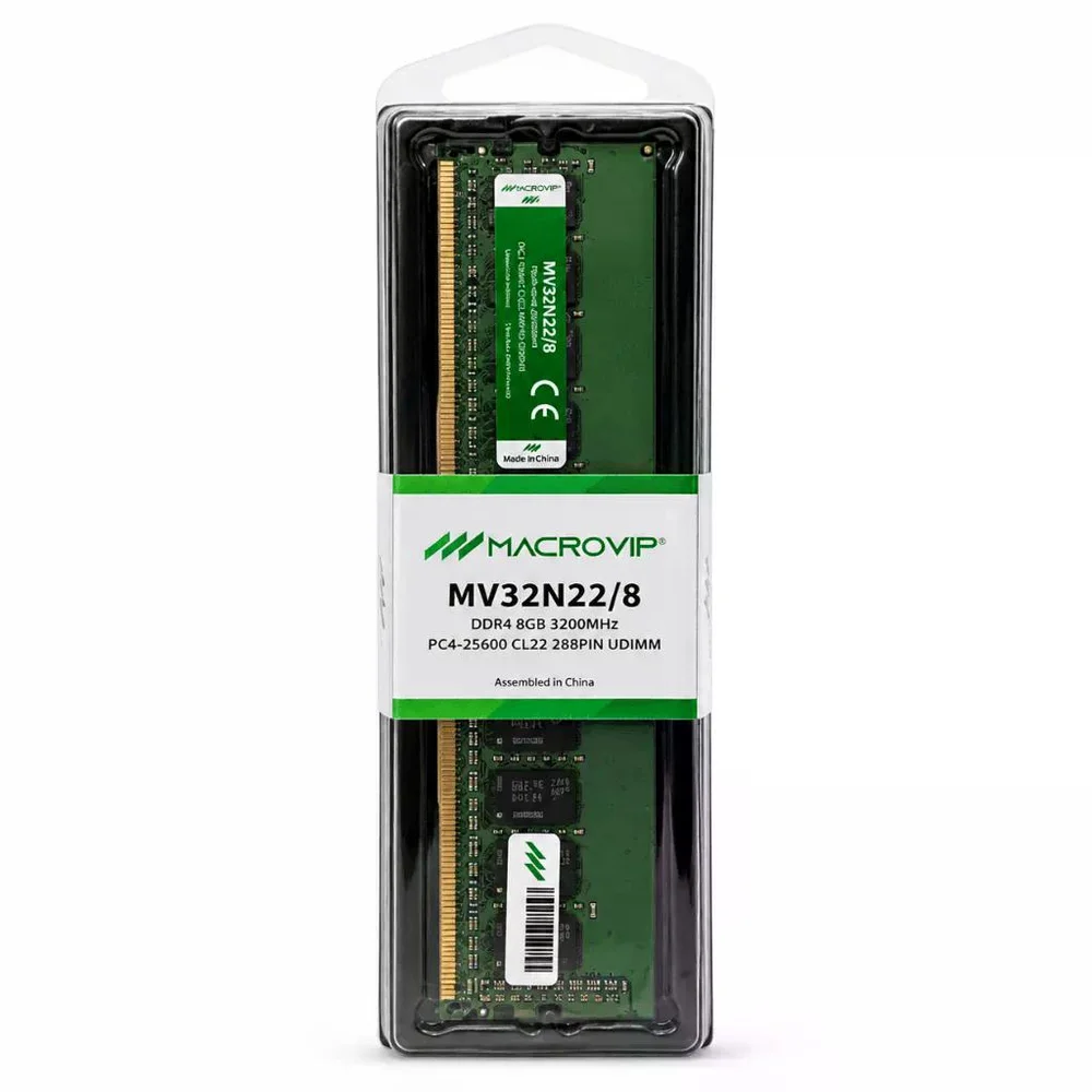 Memória Macrovip Intel, 8GB, Ddr4, 3200mhz, Cl22, Preto, Mv32n22/8i Memória Macrovip Intel, 8GB, Ddr4, 3200mhz, Cl22, Preto, Mv32n22/8i
