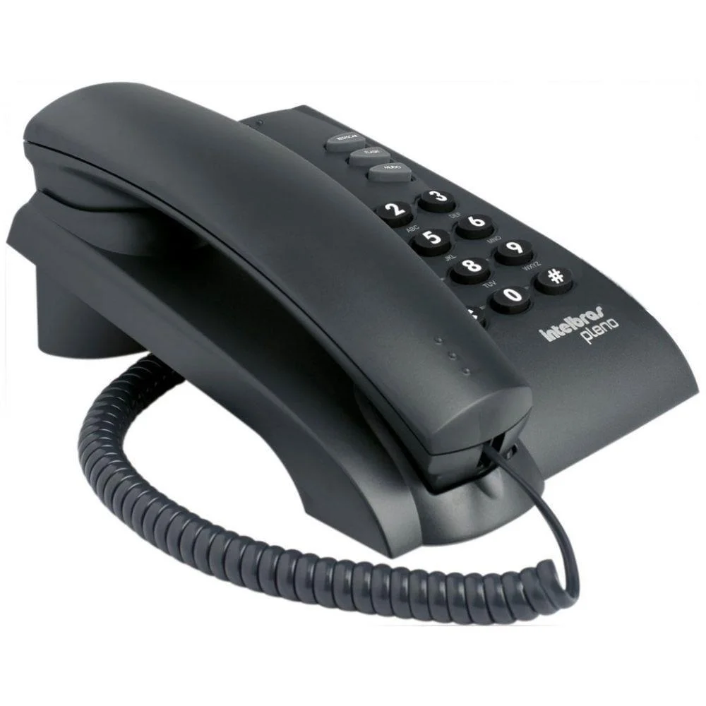 Telefone Intelbras Pleno C/ Fio, S/ Chave De Bloqueio, Preto - 4080051