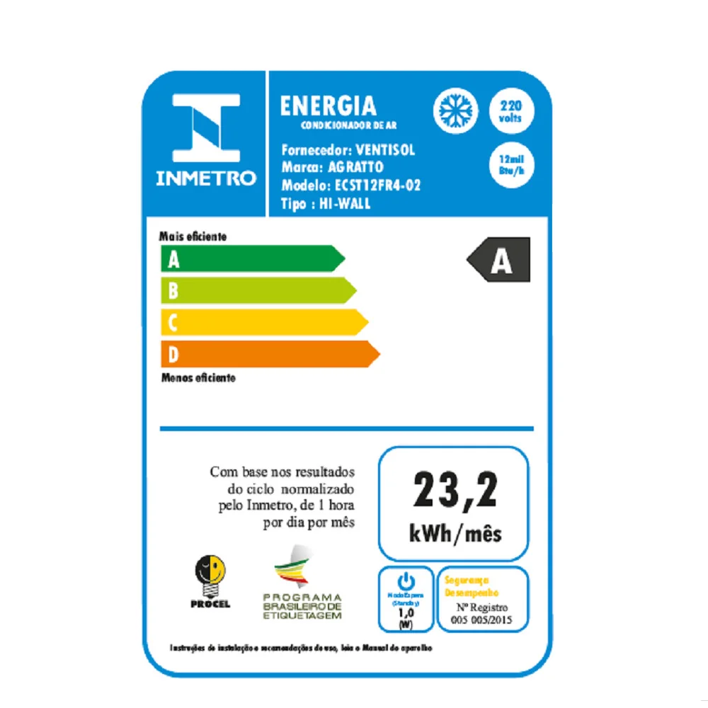 Ar Condicionado Split Hw On/Off Eco Top Agratto, 12000 Btus, Frio, 220V, Monofasico - ECST12FR4-02 Ar Condicionado Split Hw On/Off Eco Top Agratto, 12000 Btus, Frio, 220V, Monofasico - ECST12FR4-02