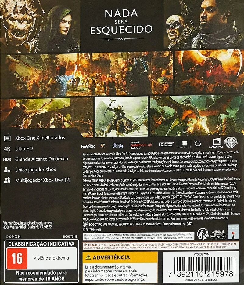 Game Terra-média: Sombras da Guerra - Xbox One. Game Terra-média: Sombras da Guerra - Xbox One.