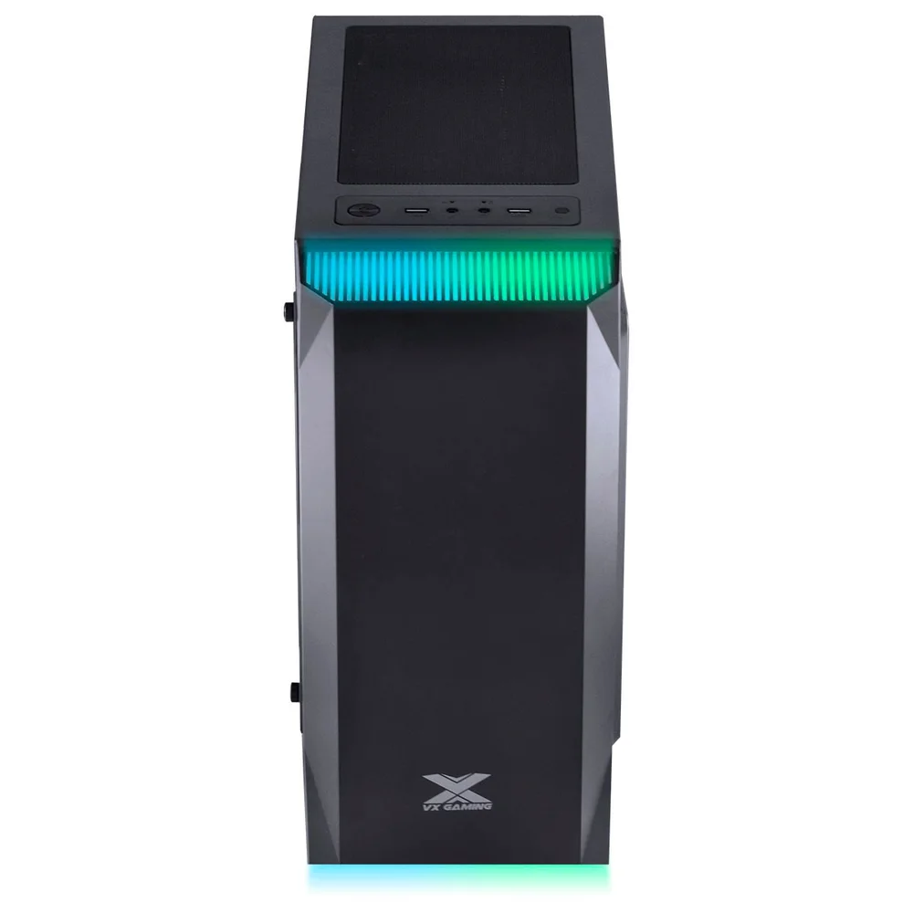 Gabinete Gamer, Vx Gaming Borealis,b Janela Acrílica, Preto,  Frontal Com Fita Led Rgb