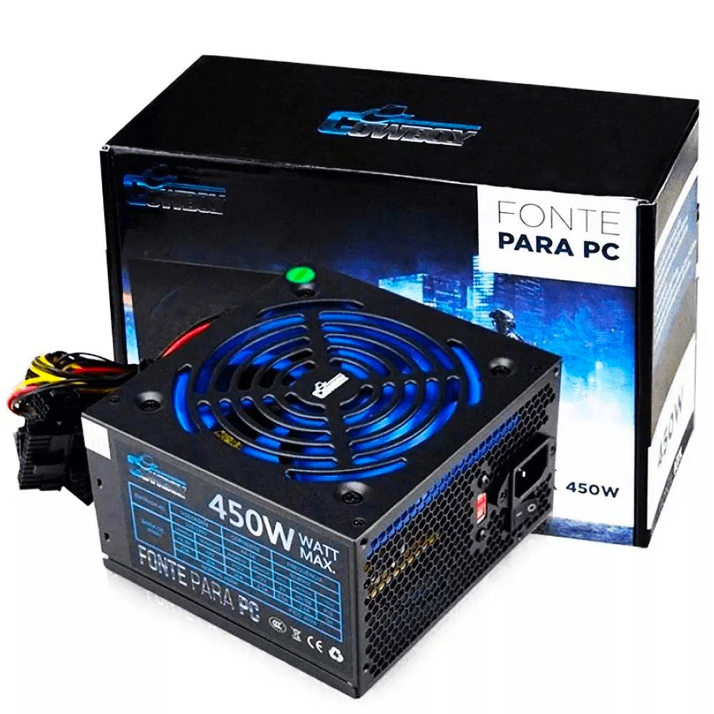 Fonte Knup ATX Cowboy Gamer, 450W, Bivolt, Para PC - KP-533