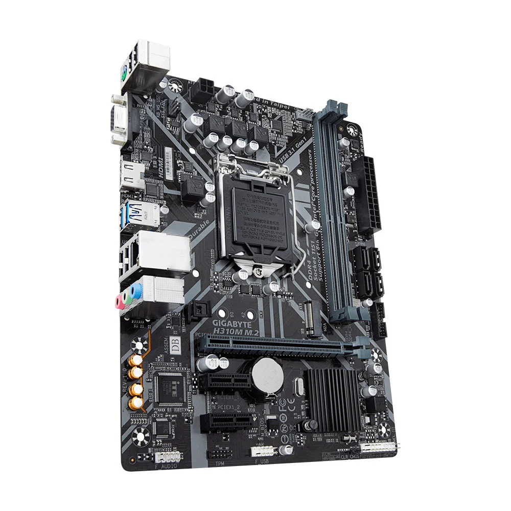 Placa-Mãe Gigabyte H310M-M.2, Intel LGA 1151, Micro ATX, DDR4, Preto Placa-Mãe Gigabyte H310M-M.2, Intel LGA 1151, Micro ATX, DDR4, Preto