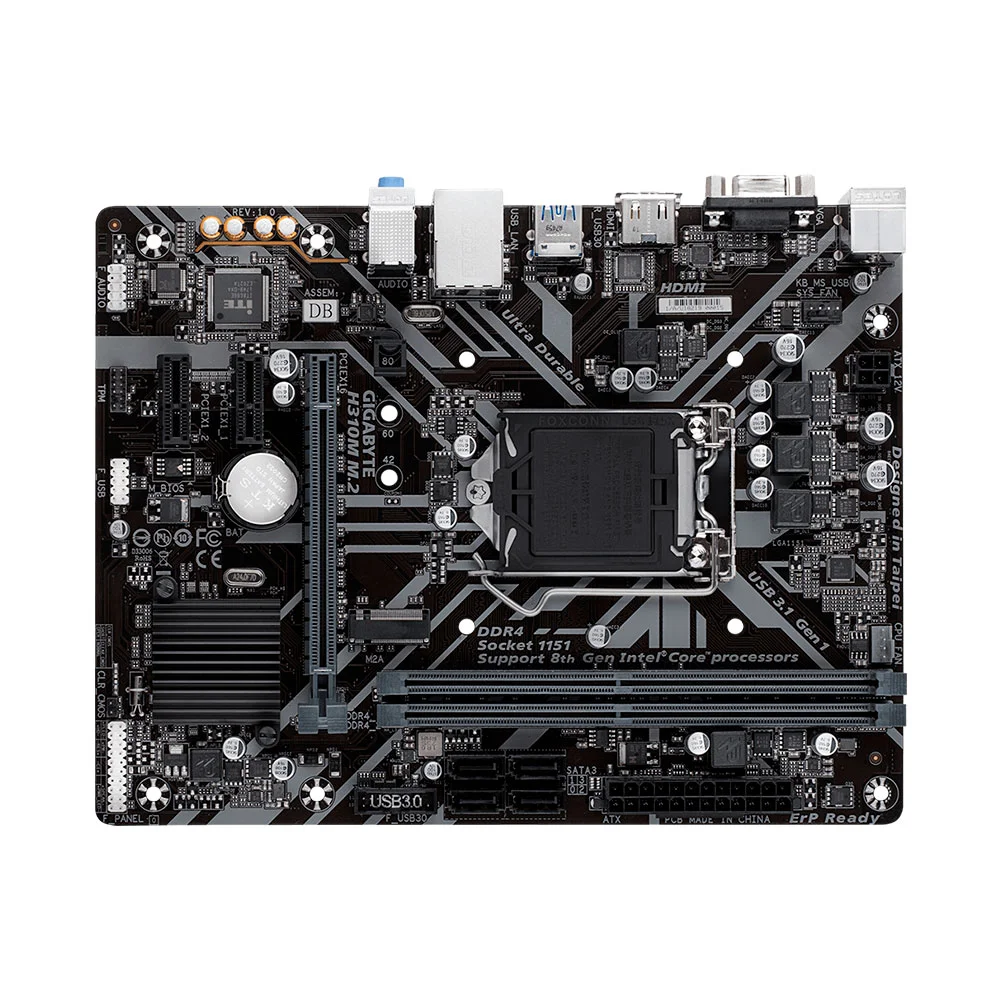 Placa-Mãe Gigabyte H310M-M.2, Intel LGA 1151, Micro ATX, DDR4, Preto Placa-Mãe Gigabyte H310M-M.2, Intel LGA 1151, Micro ATX, DDR4, Preto