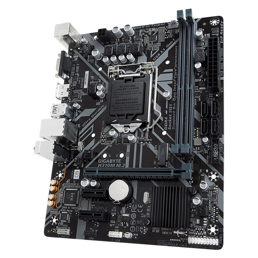 Placa-Mãe Gigabyte H310M-M.2, Intel LGA 1151, Micro ATX, DDR4, Preto Placa-Mãe Gigabyte H310M-M.2, Intel LGA 1151, Micro ATX, DDR4, Preto
