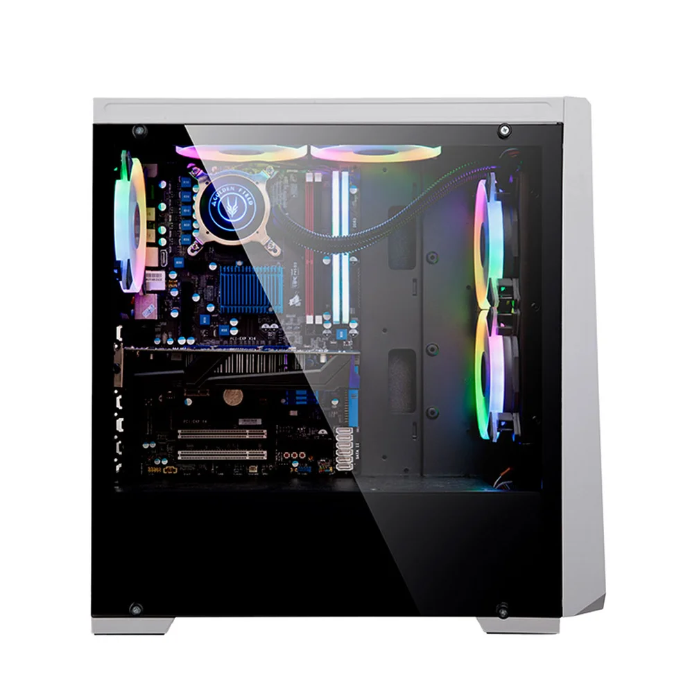 Gabinete Gamer Maxracer, Led RGB, Lateral Vidro Temperado, 1 Cooler, Branco