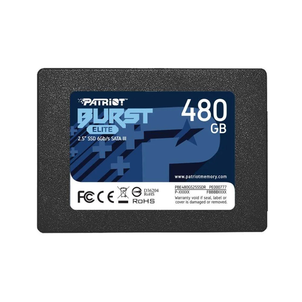 SSD 480GB Patriot Burst Elite, Sata Iii 6GB/s, Leitura 450MB/s, Gravação 320MB/s - Pbe480gs25ssdr