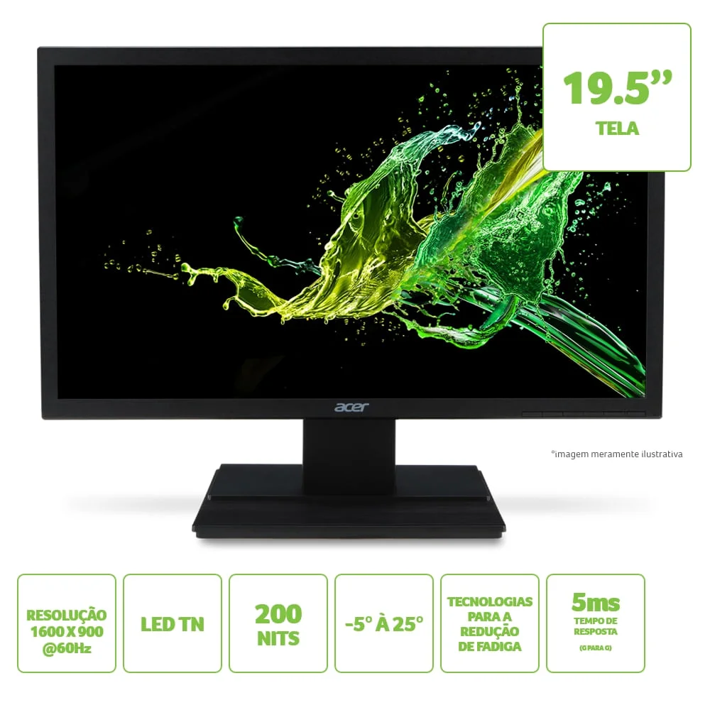 Monitor 195 LED Full HD 1366x768 60hz HDMI KaBuM