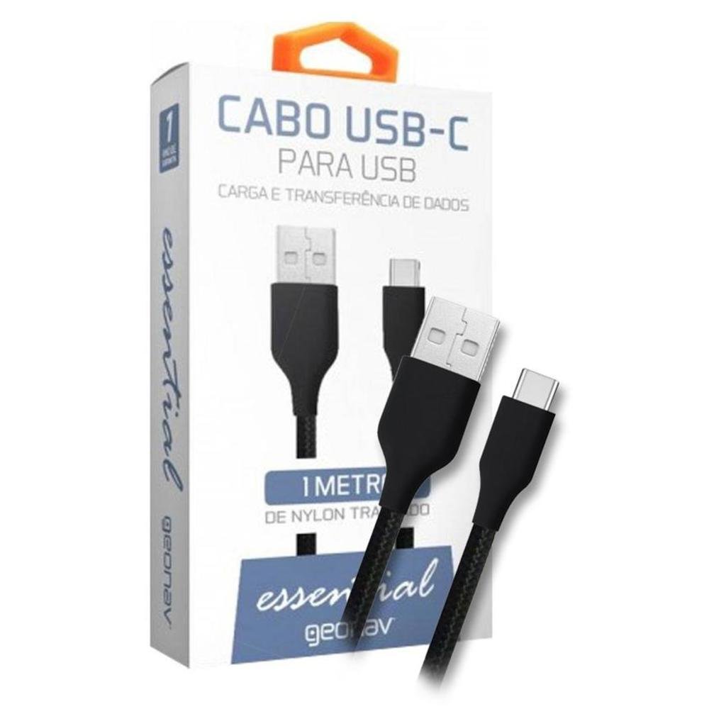 Cabo Usb-c Para Usb - 1 Metro - Usb Tipo C - Revestido De Nylon Trançado - Geonav Essential Esc05