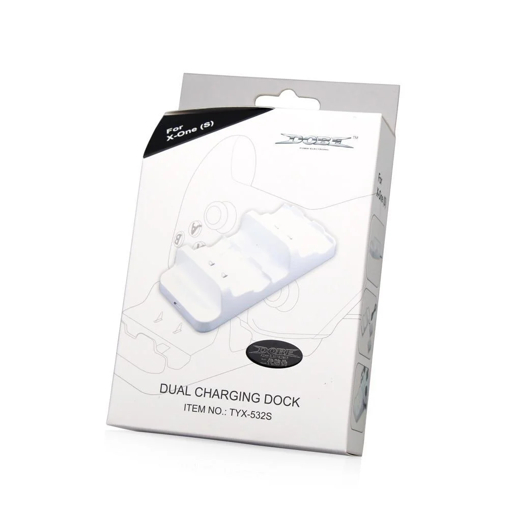 Base Carregadora Dobe, Para Controle Xbox One, 2 Baterias, Branco
