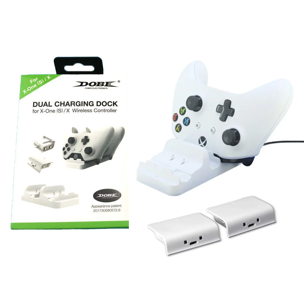Base Carregadora Dobe, Para Controle Xbox One, 2 Baterias, Branco