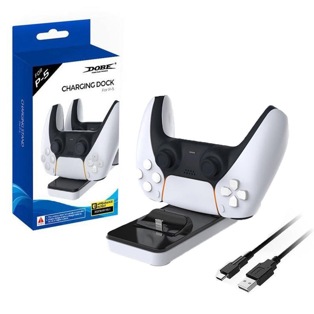Carregador Dobe Dock Duplo, De Controle Playstation 5, 600mA, 2 Portas USB, Preto e Branco Carregador Dobe Dock Duplo, De Controle Playstation 5, 600mA, 2 Portas USB, Preto e Branco
