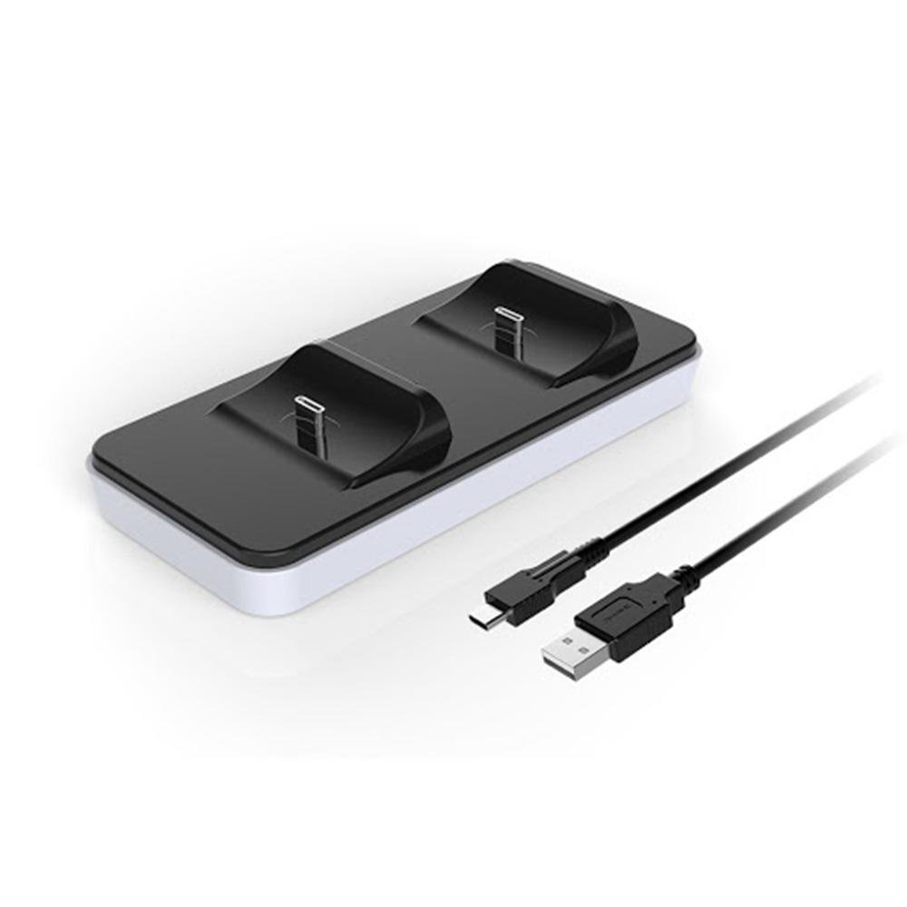 Carregador Dobe Dock Duplo, De Controle Playstation 5, 600mA, 2 Portas USB, Preto e Branco Carregador Dobe Dock Duplo, De Controle Playstation 5, 600mA, 2 Portas USB, Preto e Branco