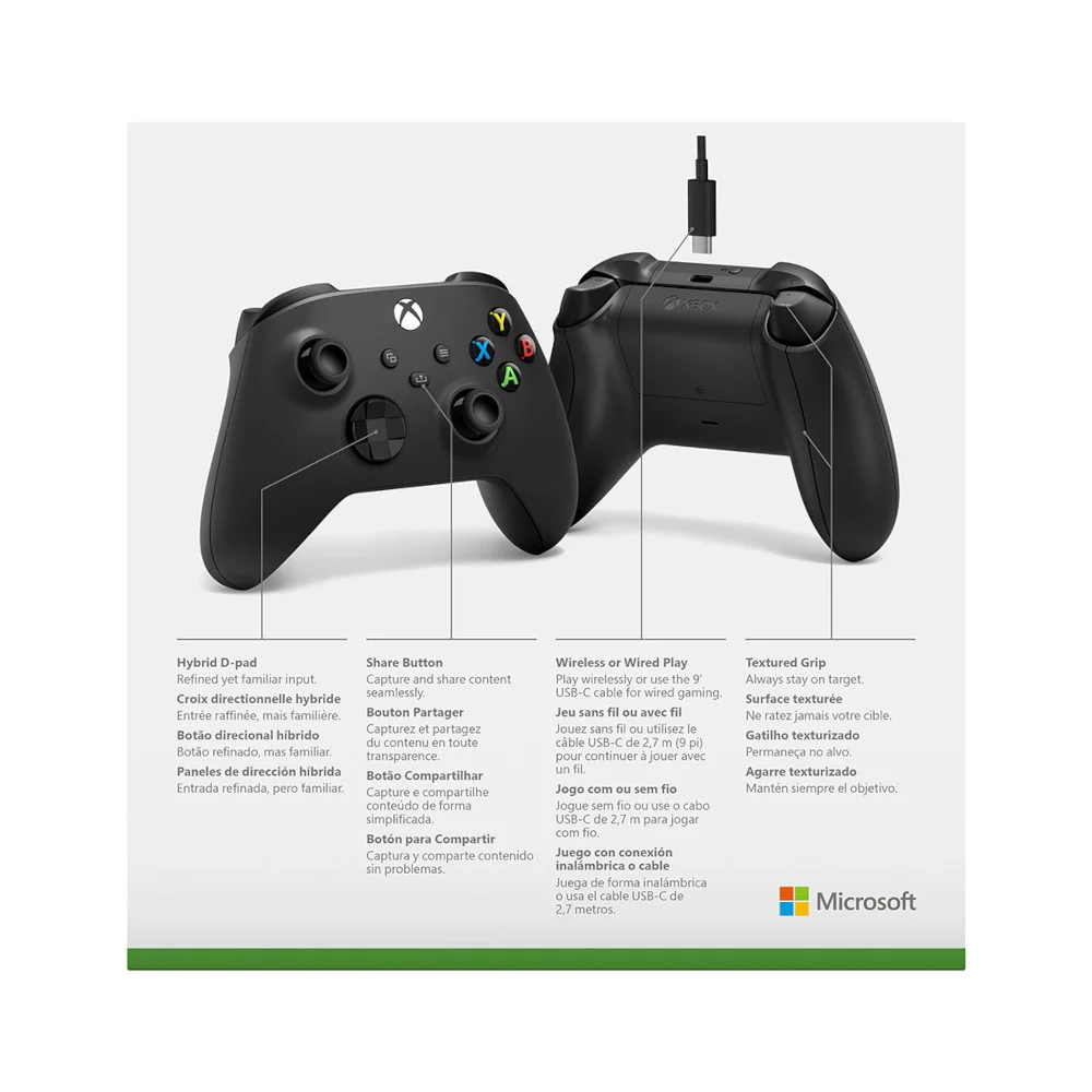 Controle Sem Fio Xbox, Cabo USB-C Para Xbox E PC, Preto - 1v8-00013 Controle Sem Fio Xbox, Cabo USB-C Para Xbox E PC, Preto - 1v8-00013