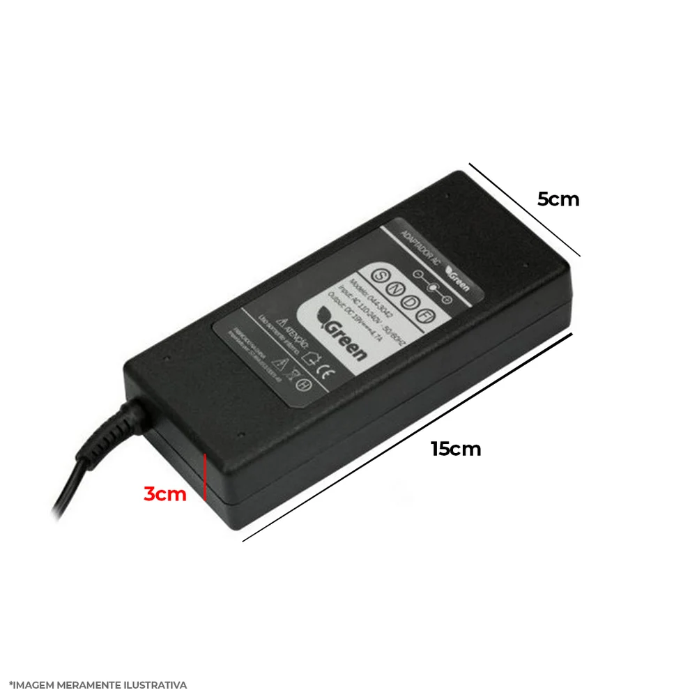Carregador Notebook 19v 3.42a, Pino 5.5/2.5mm, Bivolt, Green - view 3